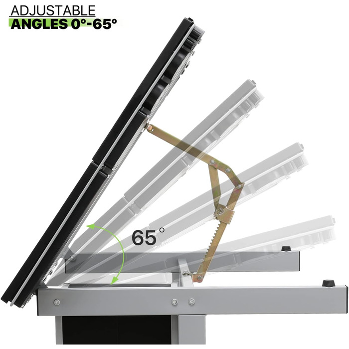 Регульований стіл для малювання Magshion з нахиленою скляною стільницею, переносний з 2 шухлядами та колесами, для художників, студентів (прозорий)