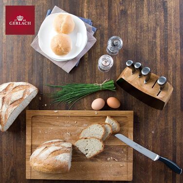 Набір кухонних ножів Gerlach 1760: 5 ножів (Santoku, для хліба, кухонні, для овочів) з нержавіючої сталі, антиковзна ручка, 55-56 HRC, Loft