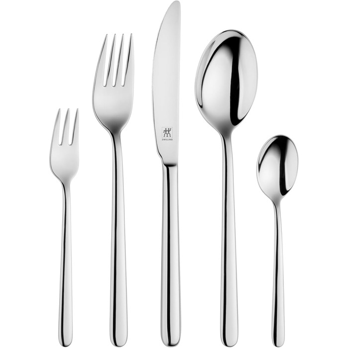 Набір столових приборів ZWILLING Newcastle, 60 предметів, для 12 осіб, нержавіюча сталь 18/10, полірований сріблястий, преміум-якість
