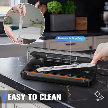 Вакууматор для продуктів LanBlu 7 в 1 з подвійним гарячим швом, вакуумний пакувальник для сухих та вологих продуктів, 80кПа