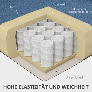 Елегантне крісло-відпочивальник з товстим шаром оббивки, знімний чохол, розміри 74 x 86 x 102 см, блакитне
