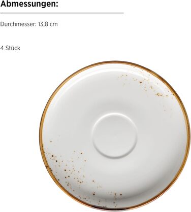 Набір кавових чашок MÄSER Serie Pintar, 8 предметів, порцеляна, вінтажний стиль, колір: коричневий