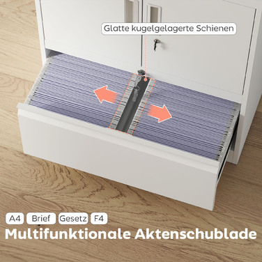 Шафа для документів, офісна шафа, замикаюча багатоцільова шафа зі сталі з 2 дверцятами, регульованими полицями, біла