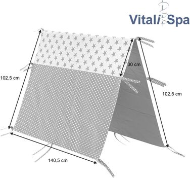 Ліжко VitaliSpa Teepee Teampee, 148 x 76 см (Сірий)