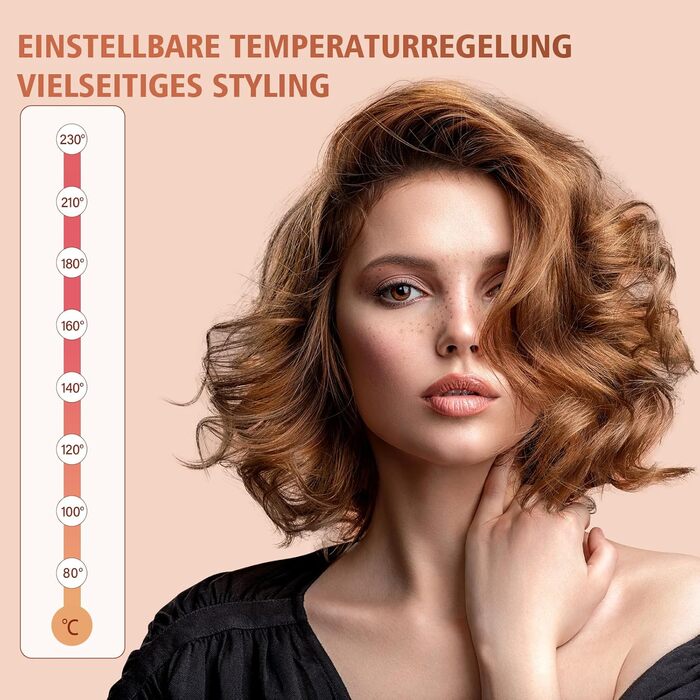 Набір для завивки волосся BESTOPE PRO 5 в 1 з LED-дисплеєм: 3 насадки, регулювання температури, рукавичка, 2 кліпси, рожеве золото