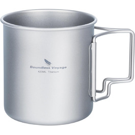 iBasingo Titan Becher - туристичний посуд, термокружка, чашка для кемпінгу з кришкою та складним ручками, 200-750 мл (Ti3024d-420ml)