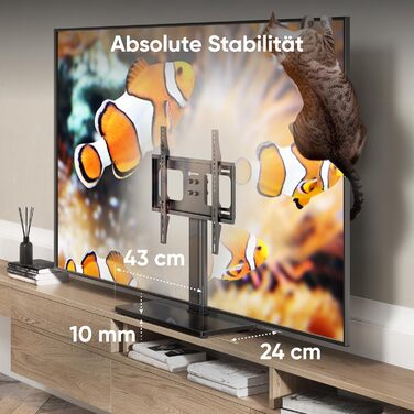 Підставка для телевізора ONKRON PT1-B: чорне скло, 26-55