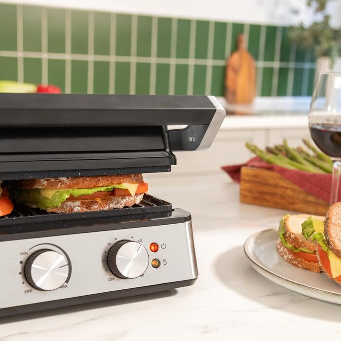 Електричний гриль Cecotec Rock'nGrill Dual 2000 Вт з незалежним регулюванням температури, знімні антипригарні пластини, відкривання на 180º (2400 Вт | Blaze)