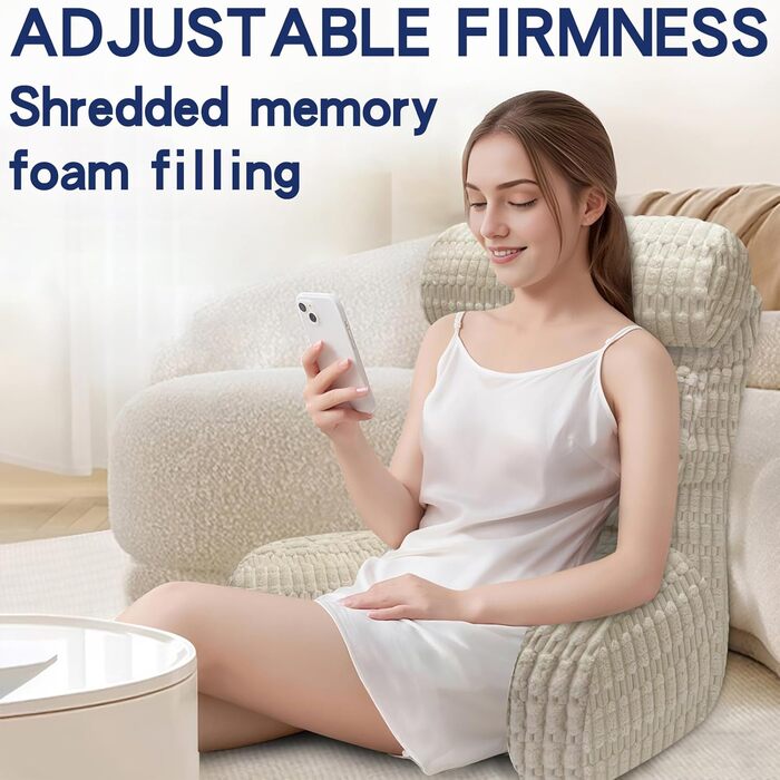 Тінунія Корінь для тіла з підголовником та подушкою для спини, для читання/роботи/перегляду/ігор/відпочинку (Бежевий)