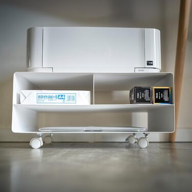 Організатор Yamazaki 4349 Tower Druckerstation: сталева полиця-організатор, мінімалістичний дизайн, білий (48x37x19 см)