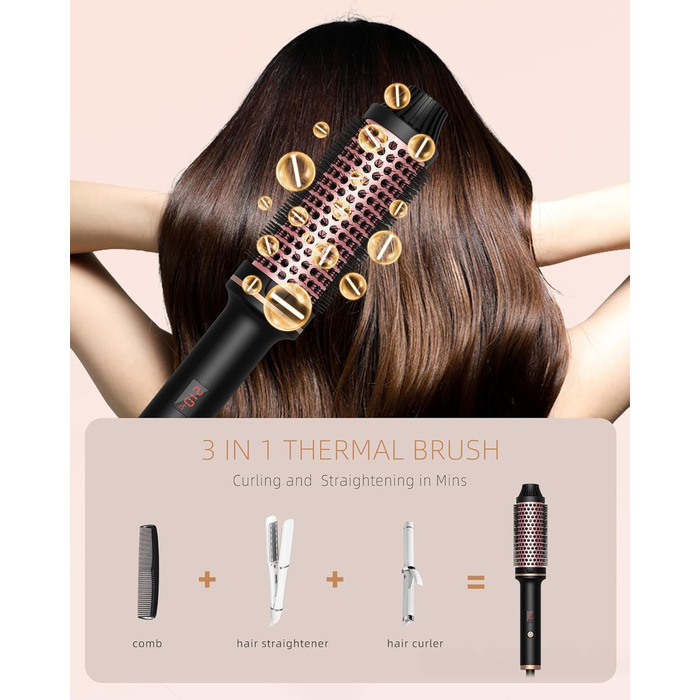 Щітка для фена Air Styler 5in1 1000 Вт, бігуді 30 мм, 3 рівні, в т.ч. рукавичка (чорний, жовтий)