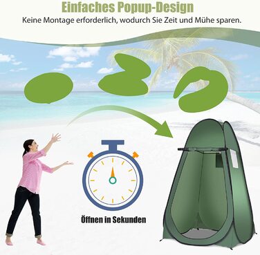 Намет для душу GYMAX Pop Up, 120x120x190 см, для кемпінгу та відпочинку на природі, з сумкою