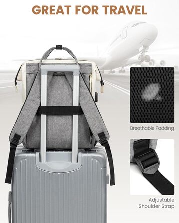 Рюкзак для ноутбука LOVEVOOK 17 дюймів, жіночий, великий, для підлітків, ручна поклажа, водонепроникний, дихаючі лямки, для навчання, школи та подорожей, бежево-сірий