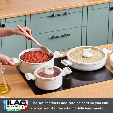 Набір посуду Karaca Valenti: 7 предметів, керамічне покриття SwissCrystal, антипригарне, з кришками та сковорода