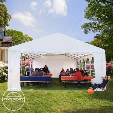 Намет для заходів Festzelt XXL: білий павільйон 5x10 м, висота 2,6 м, матеріал PVC, водонепроникний