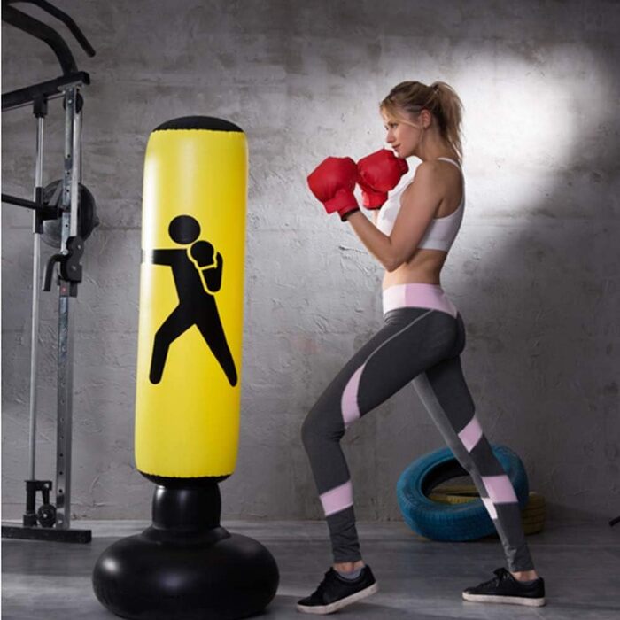 Боксерські груші Ecent надувний Боксерський мішок окремо стоячий Боксерський мішок декомпресійна іграшка фітнес-вправи бойова тренування для дорослих дітей, карате, фітнесу і т. д. - 160 см (жовтий)