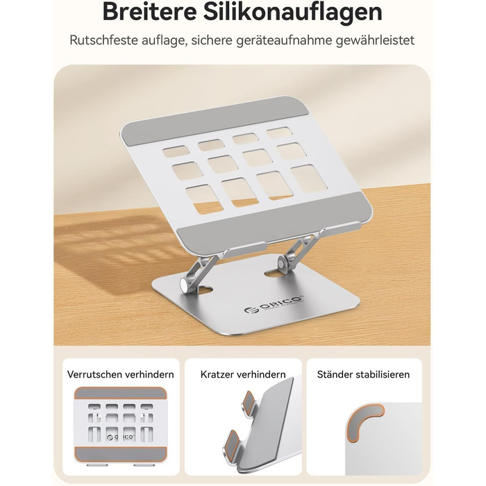 Підставка для ноутбука Orico ST11, регульована висота, складна, алюміній, вентильована, ергономічна, сумісна з MacBook Air/Pro та ноутбуками 10–17