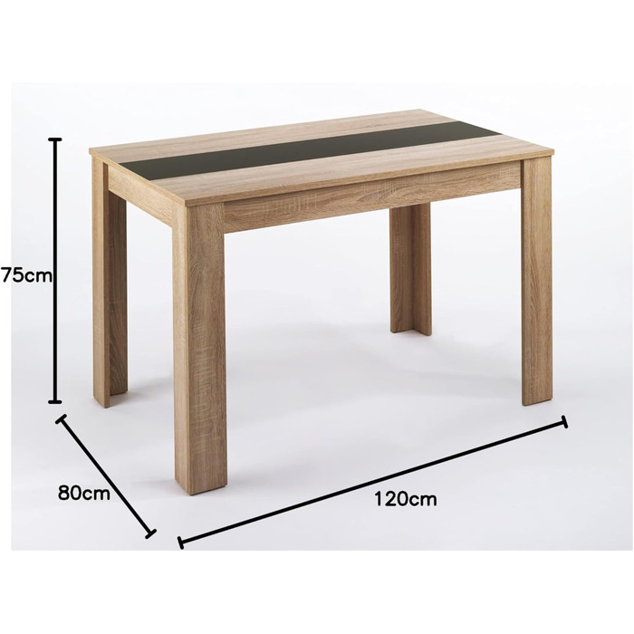 byLIVING Обідній стіл Nori: сучасний дизайн, ефект дуба, стільниця двостороння (чорний/білий), 120x80 см, H 75 см