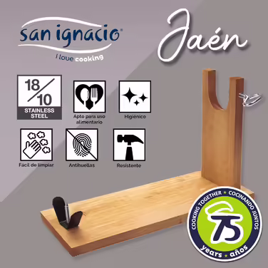 Тримач для шинок San Ignacio PK5944 з ножем, дерево та нержавіюча сталь, коричневий