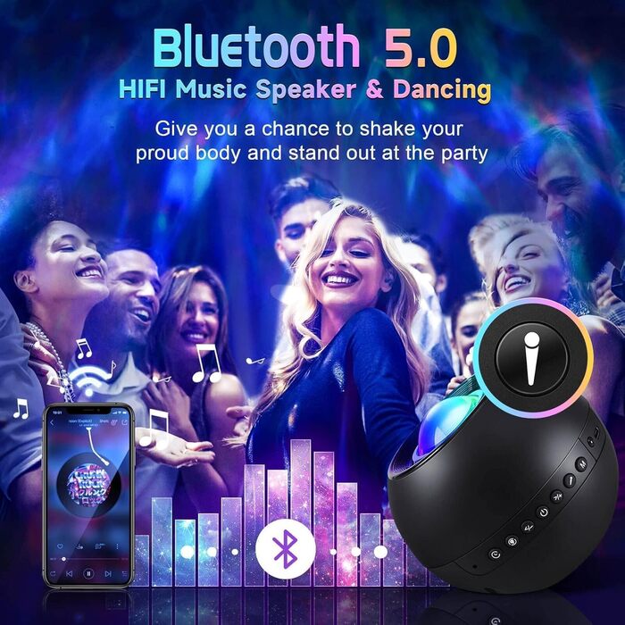 Проектор зоряного неба Sternenhimmel з Bluetooth, нічник для дітей та дорослих, 300 режимів, градієнтне освітлення (Сірий)