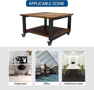 Підставка для принтера Natwind, 2 ящики, 50x50x32 см, великий стіл для принтера, копіювальна стійка під стіл, роликовий візок з полицею для паперу, тримач для принтера на коліщатках для домашнього офісу (ретро)