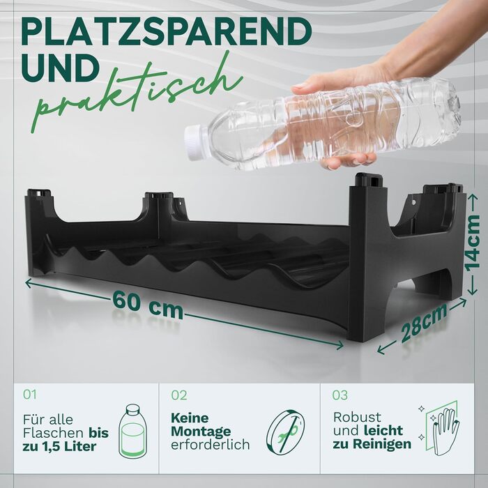 Стійка для пляшок Novaliv на 36 пляшок з переробленого пластику, розширювана, чорна, для вина та напоїв