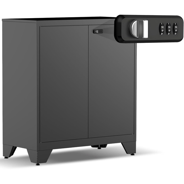 Металевий шафа-сейф для документів, 90x80x40 см, білий (чорний) - з полицями та комбінаційним замком