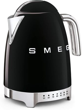 Електричний чайник Smeg KLF04BLEU 1.7L з регулюванням температури, фільтр від накипу, індикатор рівня води, 2400W, чорний