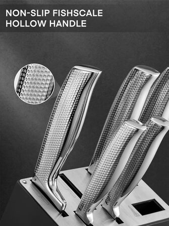 Набір ножів FOHERE з бруском для заточування, 14 предметів. Професійний набір кухонних ножів з нержавіючої сталі, ергономічні ручки, ідеальний подарунок