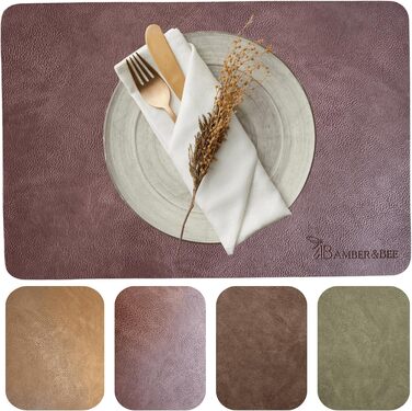 Набори підставки під тарілки Amber&Bee Lederoptik, 6 шт., миючіся, колір каштанове дерево