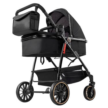 Дитяча коляска 3 в 1 PU-Leder, зручна багатофункціональна комбінована коляска, алюмінієва рама, комплект (L518 Khaki, V8 Black, V8 Model)