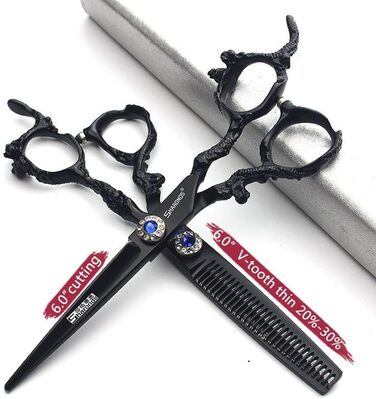 Перукарські ножиці SHARONDS JP440c з ручкою у вигляді дракона 2 шт 6" чорні