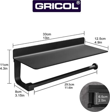 Тримач для паперових рушників Gricol 33x11х12,5 см чорний