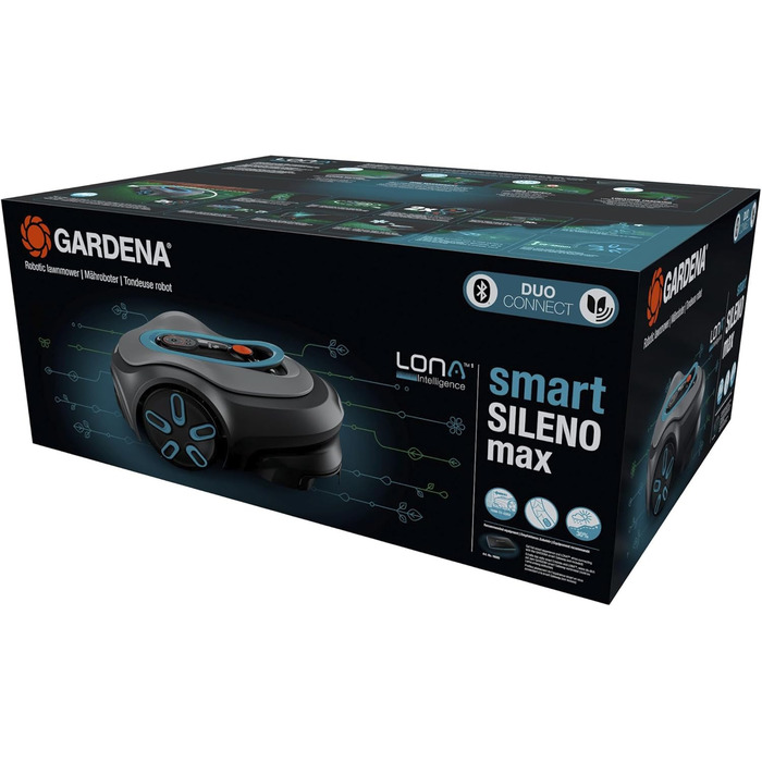 Робот-газонокосачка Gardena Smart Sileno max 1500 м², для газонів до 1500 м², LONA Intelligence, Trim-to-Edge, DuoConnect, тиха робота, керування через додаток