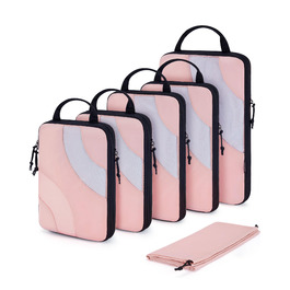 Набір компресійних органайзерів для подорожей BAGSMART, 6 шт, органайзери для одягу в валізу та ручну поклажу, рожевий