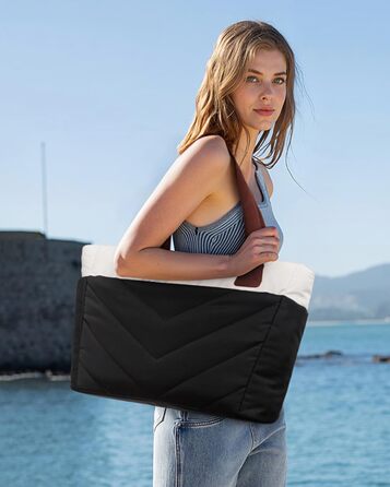 Сумка для ноутбука LOVEVOOK 15.6 дюймів, жіноча: шопер, велика робоча сумка, для навчання, універсітету, бізнесу (чорно-біро-коричнева)