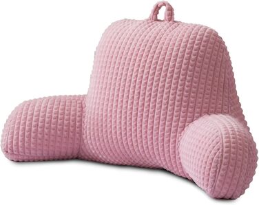 Лежанка-подушка Lesekissen A Nice Night, велика, для дорослих та дітей, з підлокітниками, підтримка спини для сну та відпочинку в ліжку/на дивані, вафельна текстура, стереоскопічний дизайн (Рожева, велика)