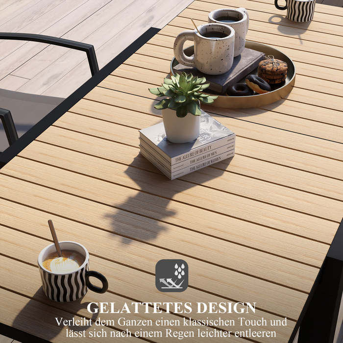 Зовнішній стіл для саду, стійкий до погодних умов, розміри 162 x 80 x 75 см, жовтий