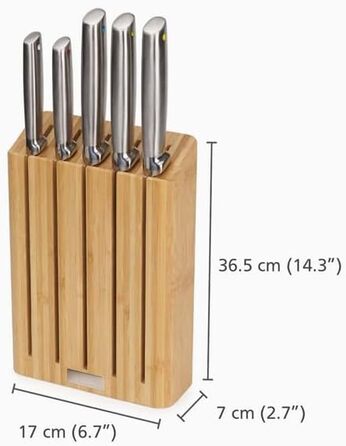 Набір ножів Joseph Joseph Elevate SlimBlock 5 шт. з точилкою, чорний (бамбук)