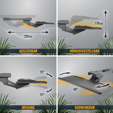Підставка для клавіатури Ricoo - висувна, поворотна, настільна, універсальна, ергономічна, для ПК, CZ0200