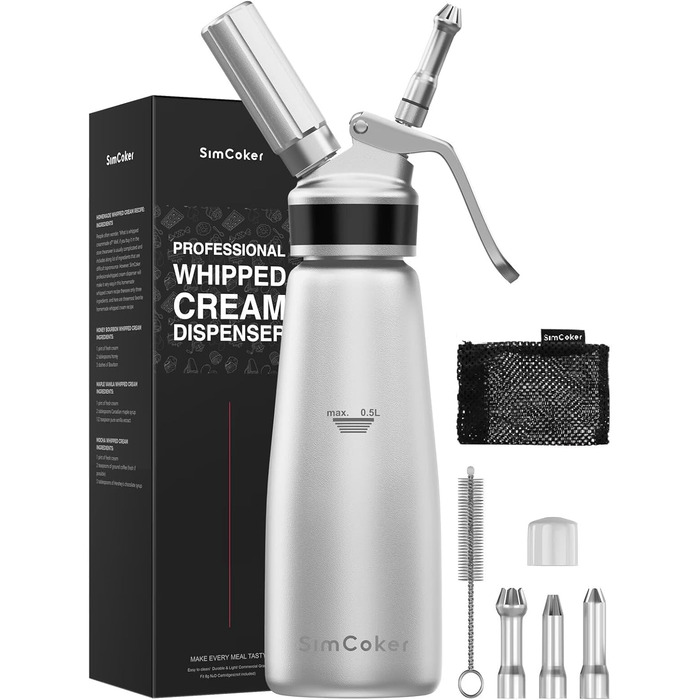 Пристрій для збивання вершків, алюмінієвий сифон для вершків 500мл, з набором насадок та аксесуарів