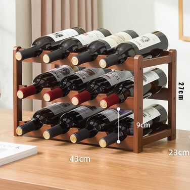 Стелаж для пляшок Tinyuet з бамбука, 4-рівневий, на 16 пляшок, 43 x 25 x 5 см