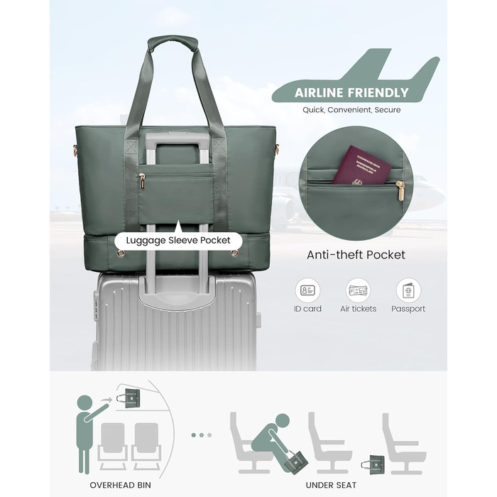 Сумка-мішок LOVEVOOK для жінок, 42L, водонепроникна, з відділенням для взуття, для подорожей, спортзалу, басейну, пологів, Ryanair