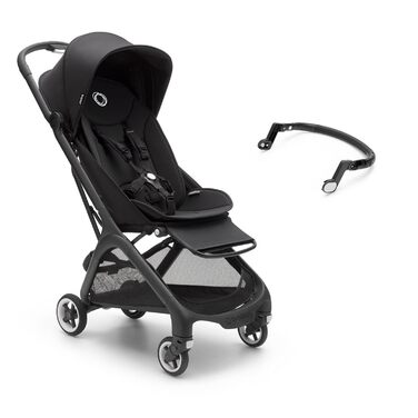 Bugaboo Butterfly: ультракомпактна коляска для подорожей, легка та зручна, складається одним рухом, ергономічна для міста, для малюків від 6 місяців, з великим об'ємом багажника (Midnight Black, Bundle)