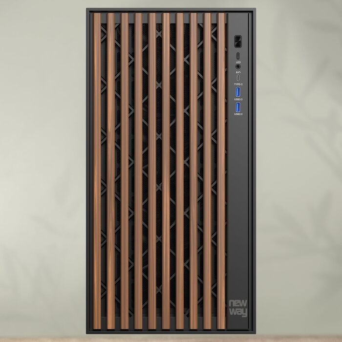 Корпус для ПК NEWWAY NW1 2024, дерев'яний, середній Tower, ATX/Micro-ATX/ITX, 3x140 мм PWM вентилятори, USB Type-C, скляна бокова панель, білий