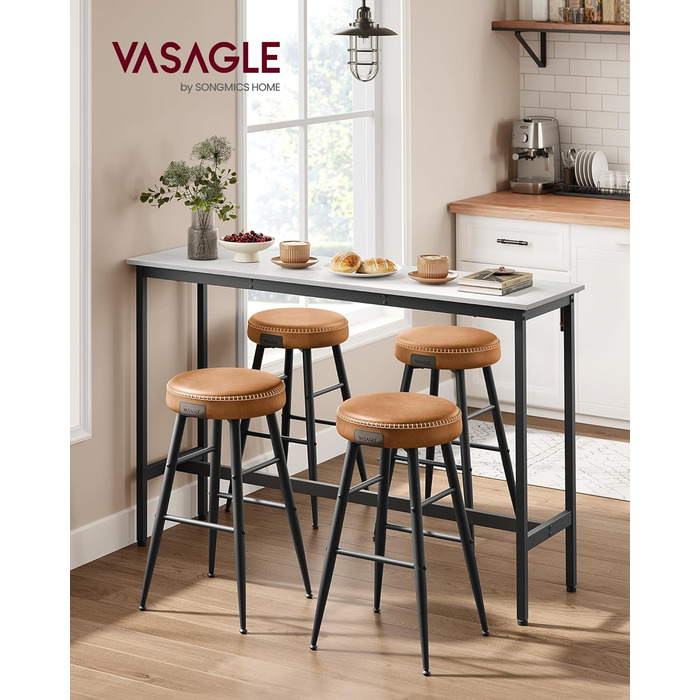 Барний стіл VASAGLE LBT140B73: промисловий дизайн, металевий каркас, 140 см, білий & чорний