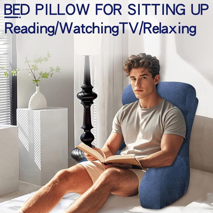 Підголівник для ліжка з підлокітниками Tinuniyaa, великий, для читання, роботи, перегляду телевізора, ігор та відпочинку. Підходить для людей вище 163 см.