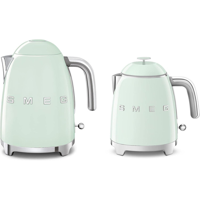 Електричний чайник Smeg KLF05CREU, 0.8 л, зелений, нержавіюча сталь, з індикатором рівня води та захистом від перегріву