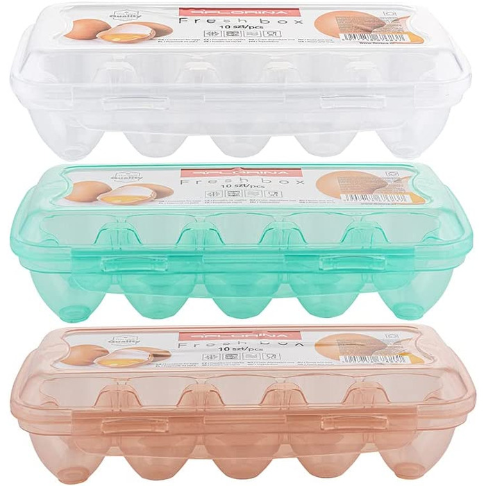 Ящик для яєць з пластику без вмісту БФА, для холодильника і транспортування, прозорий, можна складати, легко мити, кришка з кришкою, тримач для яєць зелений (10 яєць)