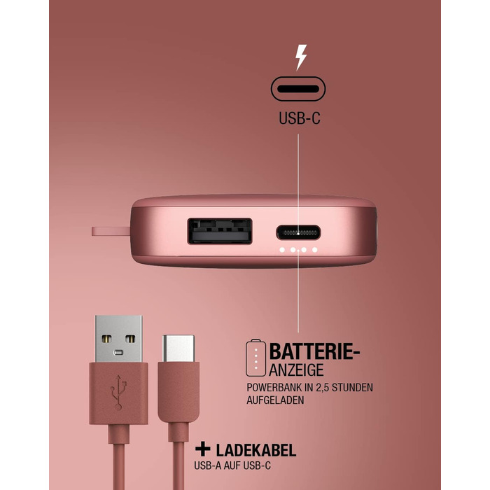 МАг USB-C зі швидкою зарядкою, димчасто-рожевий, 6000